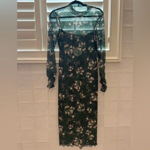 NWT! Lost + Wander Green Floral Annabel Rose Midi Dress - sz Medium